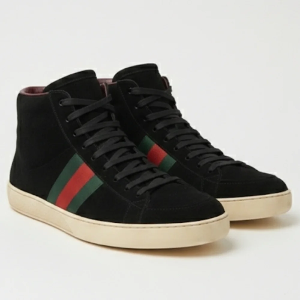 Gucci Authentic Suede High Top Web Coda UK 10 US 11 black suede red